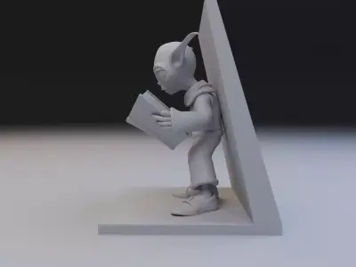 alien reading book book stand  3D print model