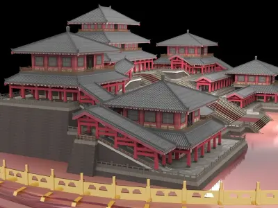 Chinese palace Low-poly 3D model