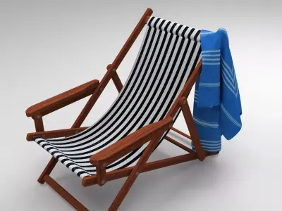 Beach Chair with Towel 3D model