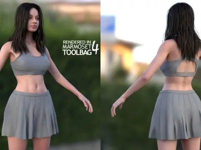 Woman - Summer Outfit 4 - Modular - Rigged Low-poly 3D model