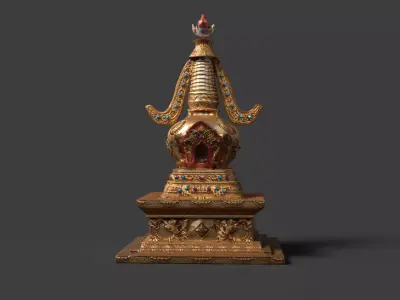 Chinese antique pagoda  Low-poly 3D model