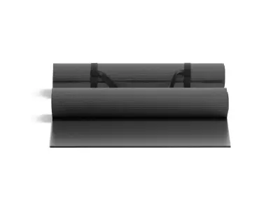Black Half Folded 2 Types Yoga Mat - for meditation and tourism 3D model