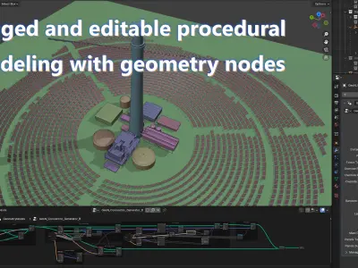 Blender Solar Power Tower Generator 3D model