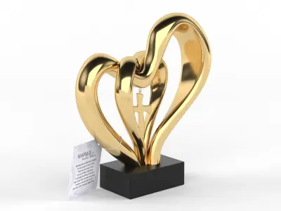 Double Heart Wedding Cross 3D model