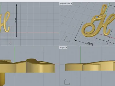 Letter H 3D print model 3D print model 3D print model