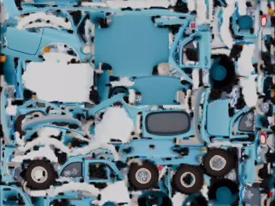 Snowy Pastel Vintage Car 3D Model - Cute Winter Vehicle Low-poly 3D model