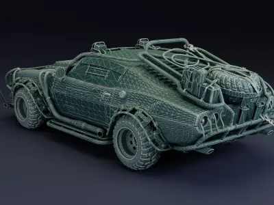 Post Apocalyptic 1970 Chevrolet Camaro Mid-Poly 3D model Low-poly 3D model