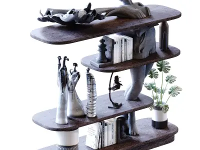  Modern shelf and rack set 785 Low-poly 3D model