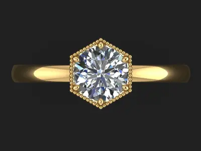 AG 400 Hexa Solitaire Ring 3D print model