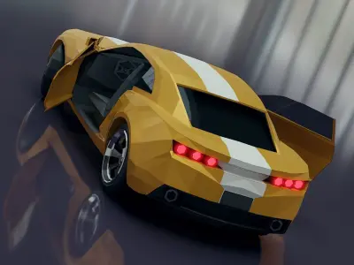 Low Poly Car chevrolet camaro Low-poly 3D model