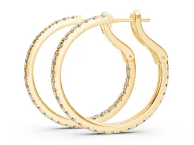 Round Earrings With Clasp Lock 3D print model