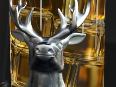 Handmade alcoholic whiskey or rum set 3D model