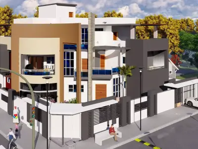 modern villa in revit 3D model