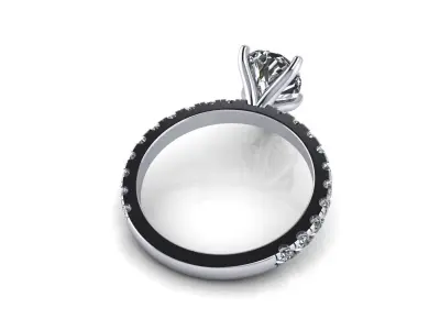 Pav Set Engagement Ring 3D print model