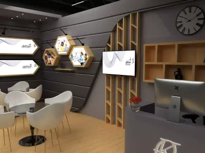 modern exhibition office-like 3 sides booth 3x8 3D model