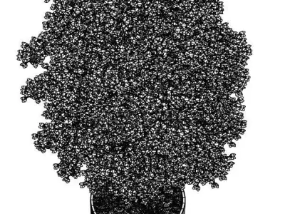 Tree in round steel pot 3D model