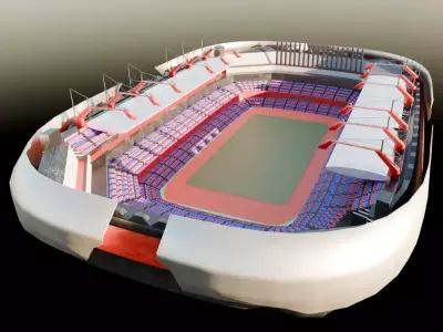 Futuristic Low Poly Stadium    Modular Game-Ready Arena Low-poly 3D model