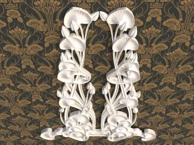 Art Nouveau ornament Water lily 3D print model