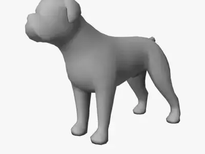 Low Poly American Bulldog  Low-poly 3D model