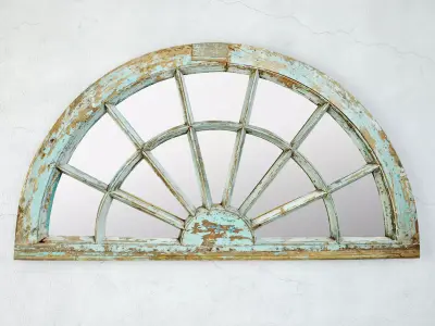 Antique Blue Window Arch Mirror 3D model