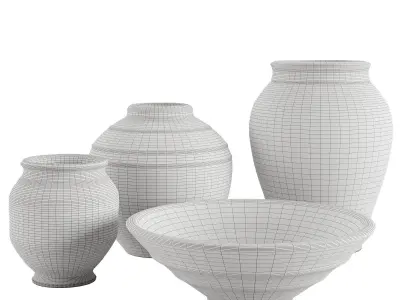 Indigo Artisan Handcrafted Ceramic Vase Collection 3D model