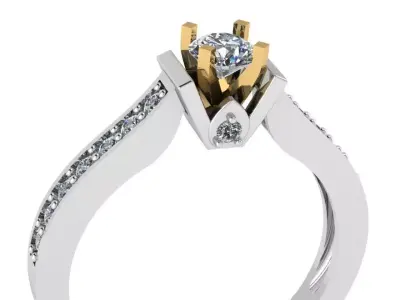 Luxury Solitaire  Diamond Ring 0442 3D print model