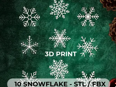 Snowflakes in 10 pack 3D print model