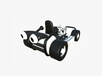 Cartoon Kart I08 White - Vehicle Racing Design Low-poly 3D model