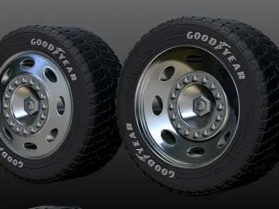 truck rim tires STL file two versions Goodyear and Michelin 3D print model