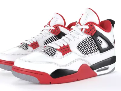 Jordan 4 Retro Fire Red PBR Low-poly 3D model
