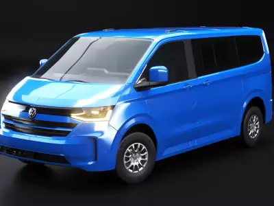 2025 VW Caravelle T7 Passenger Van PBR Low-poly 3D model