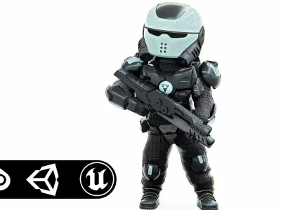 CYBER SOLDIER XC-400 Rigged for Unreal Engine - Unity - MIXAMO  3D model