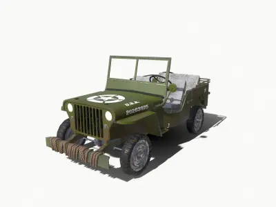 Low-Poly World War II Army Truck Low-poly 3D model