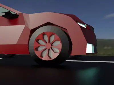Low Poly Car And Road Free low-poly 3D model