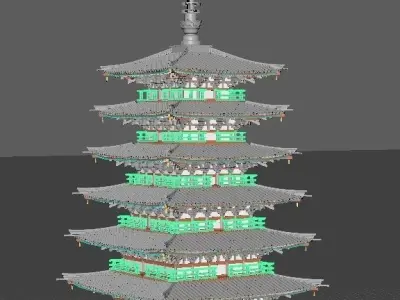 Japanese Pagoda  Low-poly 3D model