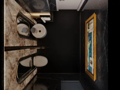 Marble WC with Brass Details 3D model