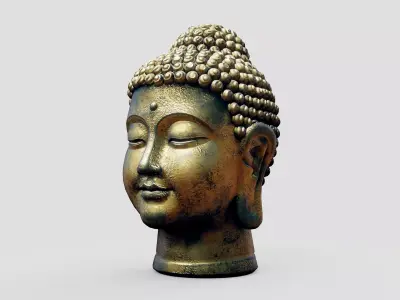 Buddha Old Golden Head Low-poly 3D model