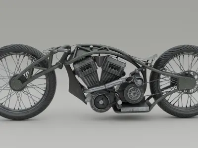 Custom Motorbike Low-poly 3D model