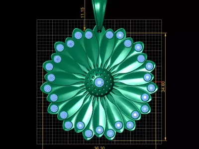 gold flower pendant 3D printable model   3D print model