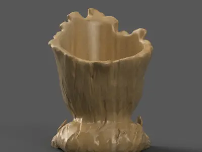 Cute groot Character Planter 3D STL File for Home Decor 3D print model