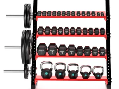 Gym-Tools-Fitness-Body-Building-set-12 gym rack with weights ... 3D model