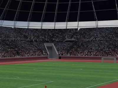 Olympic Stadium - Soccer Fans Low-poly 3D model