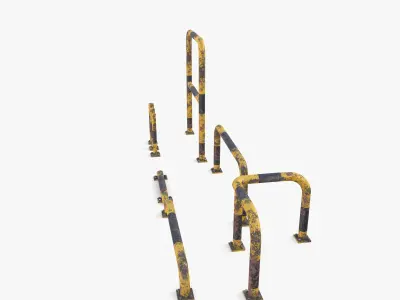 Traffic safety barrier pack v2 Low-poly 3D model