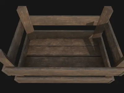 Wooden case PBR 3d model and texture Free low-poly 3D model