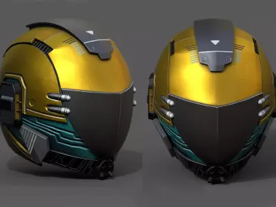 Helmet scifi fantasy space cyborg robot armor develop head Low-poly 3D model