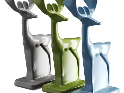 Deer sculpture Low-poly 3D model