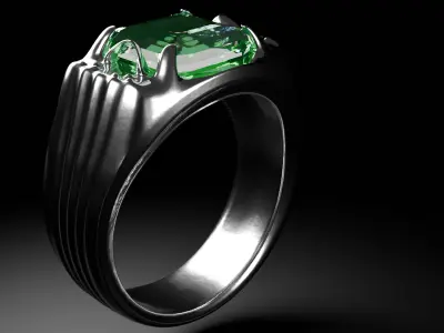 Emerald Signet Ring Low-poly 3D model