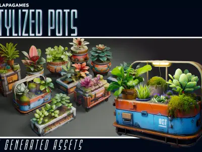 Stylized Pots 3D model