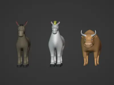 Cartoon Animals Pack Low-poly 3D model
