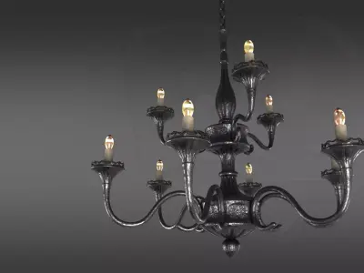 Wrought iron ceiling chandelier 3D model
